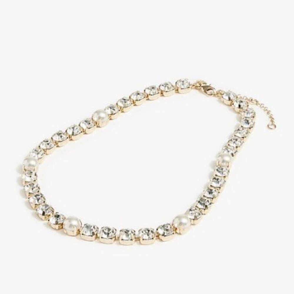 J.Crew Factory Crystal and Pearl Statement Necklace - Picture 2 of 5